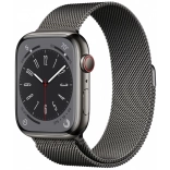 Умные часы Apple Watch Series 8 45 мм Steel Case, Graphite Milanese Loop, графитовый/графитовый