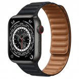 Умные часы Apple Watch Series 7 Edition GPS + Cellular, 45mm Space Black Titanium Case with Midnight (тёмная ночь) Leather Link - M/L