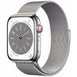 Умные часы Apple Watch Series 8 45 мм Steel Case, Silver Stainless Steel Milanese Loop, серебристый/серебристый
