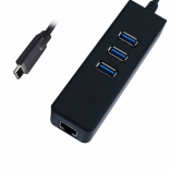 Хаб Noname Type C 3-Port USB 3.0 High Speed+Gigabit Ethernet Lan Adapter (Черный)