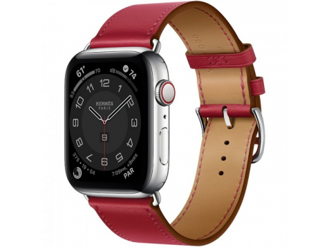 Умные часы Apple Watch Hermès Series 7 GPS + Cellular 41мм Stainless Steel Case with Single Tour, Nylon Orange/Rose Mexico фото 1